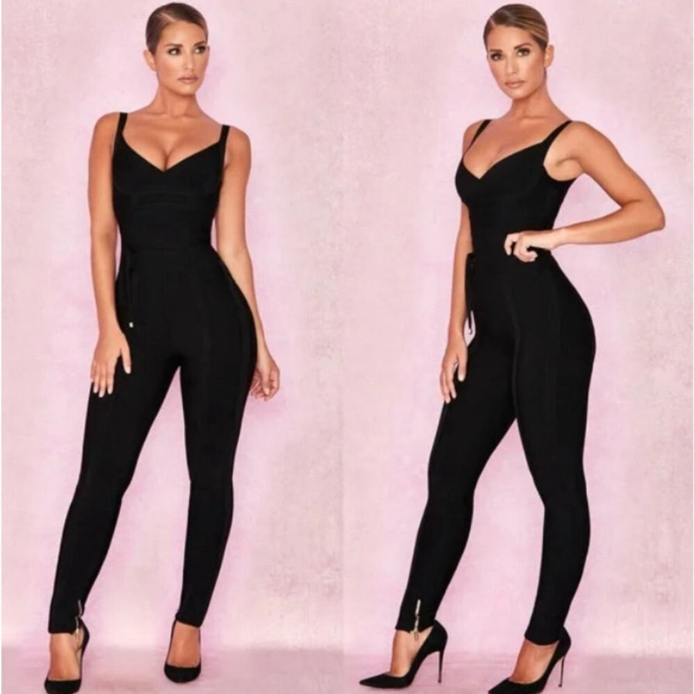 House of CB London‎ Lori Jumpsuit Black Large Bodysuit Bandage Sleeveless